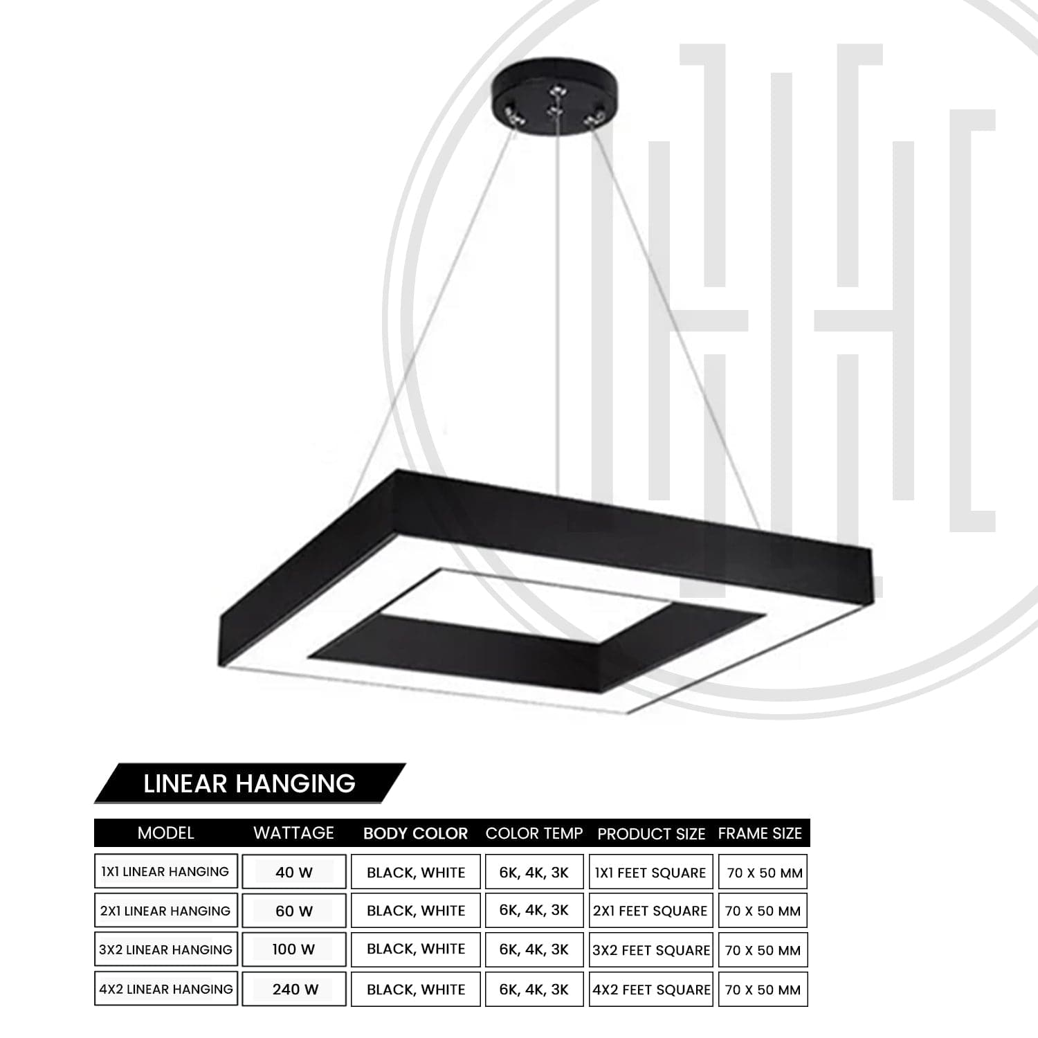 LED Square Hanging Profile Light